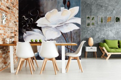 Fototapeta Modny wzór w białe kwiaty