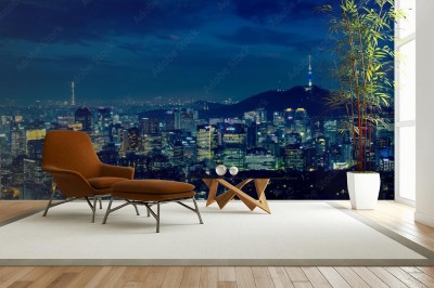 Fototapeta Seul panoramę w nocy, Korea Południowa
