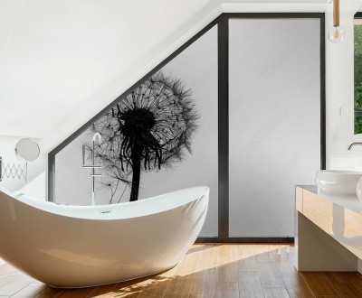 Naklejka na okno łazienkowe Czarno-białe foto dmuchawca