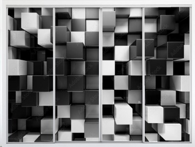 Naklejka na szafę Czarno-białe bloki układające się w abstrakcyjne tło