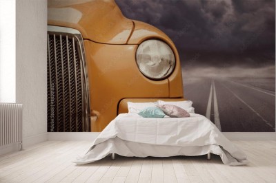 Fototapeta Żółty samochód na drodze