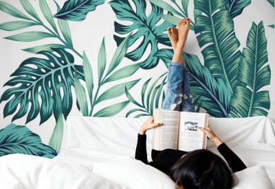 Tapeta Deseniowy wzór z tropikalnych roślin