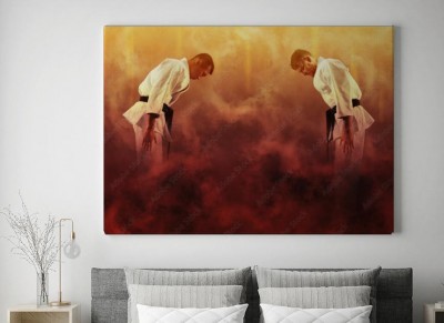 Obraz na płótnie Zawodnicy karate przed walką