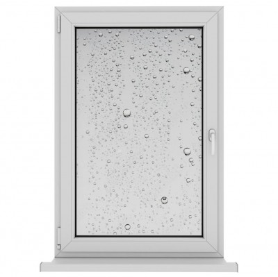 Folia na okno łazienkowe z szarym mokrym tłem