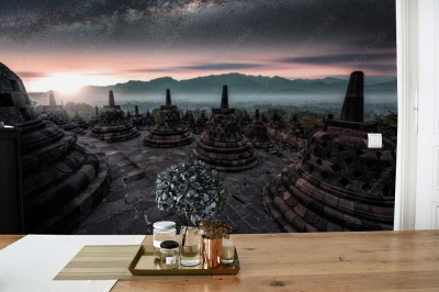 Fototapeta Wczesny poranek w świątyni Borobudur na Jawie