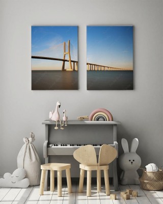 Obrazy do salonu Piękny panoramiczny obraz mostu Vasco da Gama w Lizbonie
