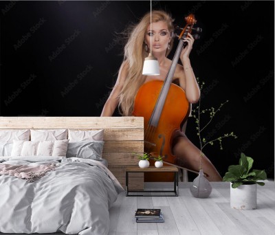 Fototapeta Naga wiolonczelistka