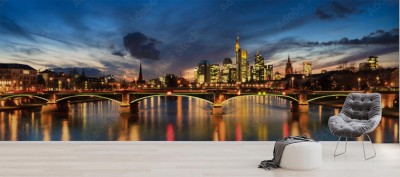 Fototapeta Panorama Frankfurtu nad Menem o zmierzchu