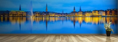 Fototapeta Panorama Hamburg Alster, Niemcy