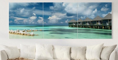 Obraz na płótnie Panorama tropikalnej plaży z lazurowym morzem