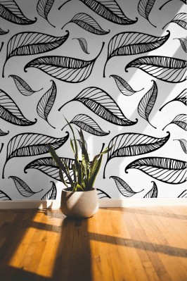 Fototapeta z wzorem liścia w stylu doodle