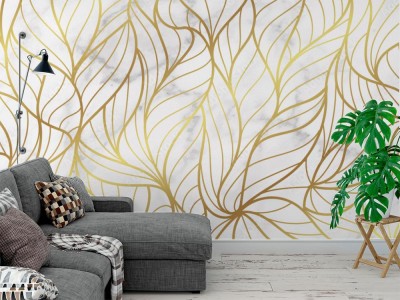 Tapeta ze złotym ornamentem w stylu glamour