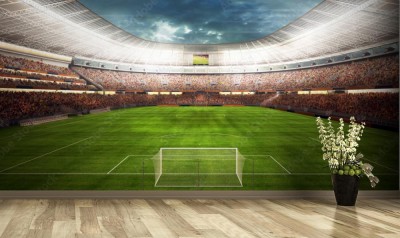 Fototapeta Panorama stadionu piłkarskiego przed rozpoczęciem gry