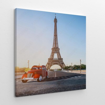 Obraz na płótnie Paryska ulica z widokiem na słynną Paryską wieżę Eiffla 