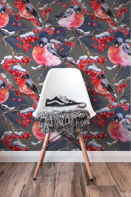 Fototapeta do sypialni ze stylowym wzorem w ptaki