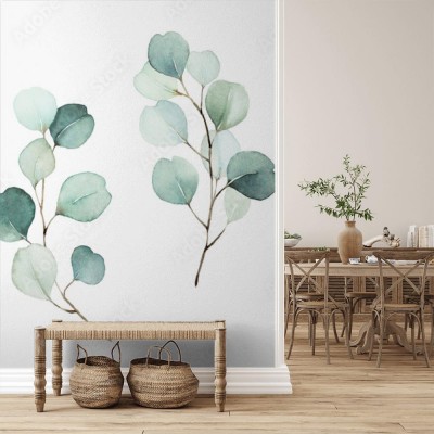 Fototapeta Ilustracja kwiatowego zestawu tworzonego za pomocą akwareli 