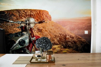 Fototapeta Motocykl w jesiennych okolicznościach przyrody