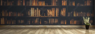 Fototapeta Panorama regału z  książkami