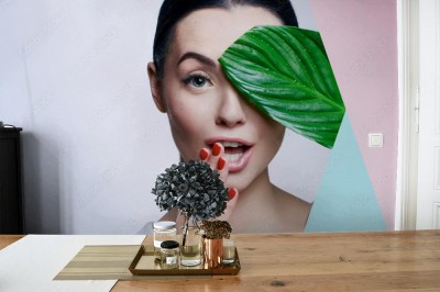 Fototapeta Portret młodej pięknej kobiet z naturalnym makijażem