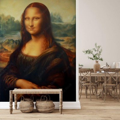 Fototapeta Reprodukcja obrazu Mona Lisy Leonarda da Vinci i lekki efekt graficzny 