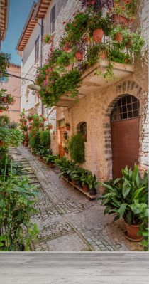 Fototapeta Uliczka 3D skąpana w zieleni 