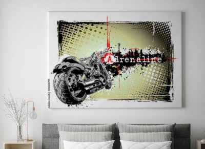Obraz na płótnie Ilustracja motocykla z napisem adrenalina
