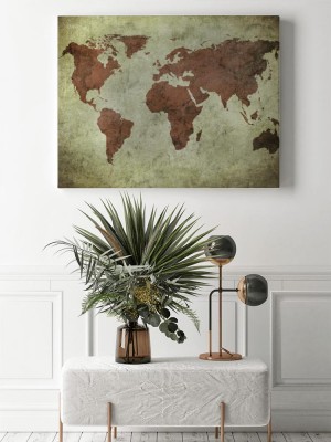 Obrazy do salonu mapa świata na starym papierze