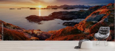 Fototapeta Panoramiczny krajobraz wybrzeża Norwegii