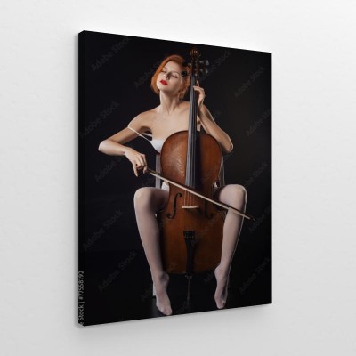 Obraz na płótnie Dziewczyny w bieliźnie erotycznej, gra na wiolonczeli