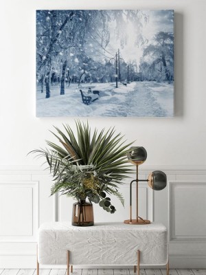 Obraz na płótnie Zimowa przyroda - śnieg w parku