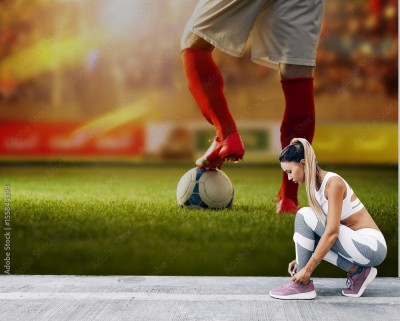 Fototapeta Piłkarz w pozycji piłkarskiej