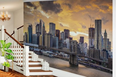 Fototapeta Wschodzące słońce  nad miastem Nowy Jork