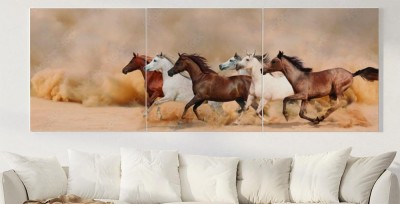 Obraz na płótnie Stado koni galopuje w burzy piaskowej