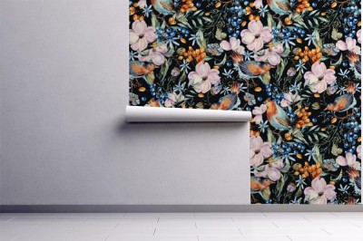 Tapeta z tropikalnym wzorem w kwiaty