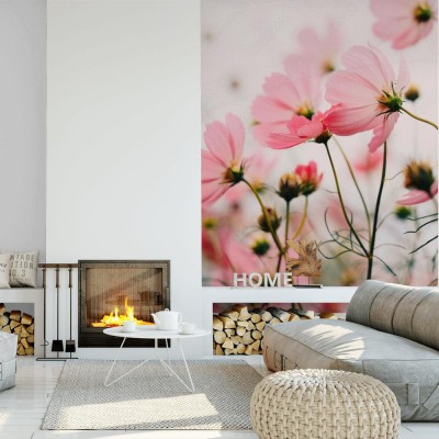 Fototapeta różowe kwiaty w ogrodzie