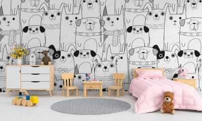 Tapeta dla dzieci z wzorem w psy