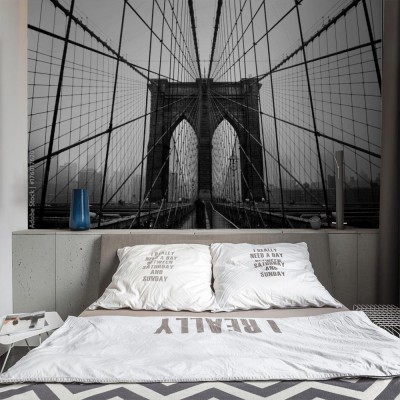 Fototapeta Most Brookliński 3D w czerni i bieli