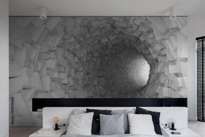 Naklejka na szafę Tunel ze ścianami z chaotycznych bloków