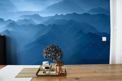 Fototapeta Puszyste chmury nad górami Alp