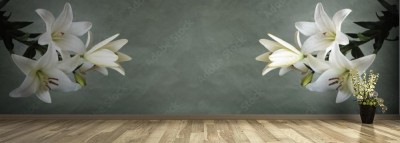 Fototapeta Szeroka panorama z kwiatem lotosu na pierwszym planie