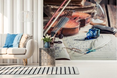 Fototapeta z muzycznym motywem w stylu retro