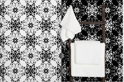 Tapeta Czarno-białe ozdoby z kwiatów