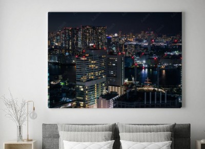 Obraz na płótnie Nocny pejzaż architektury  w mieście Tokio