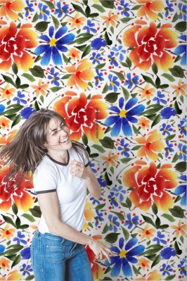 Tapeta w kwiaty w akwareli