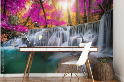 Fototapeta Cudowny wodospad pod letnim niebem