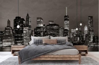 Fototapeta Monochromatyczny Manhattan nocą