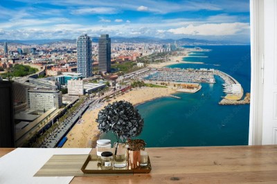 Fototapeta Powietrzna panorama plaży w Barcelonie 