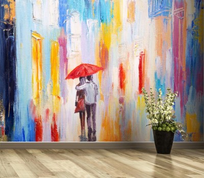 Fototapeta Spacer w deszczu z kolorów