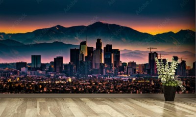 Fototapeta Wschód słońca z widokiem na miasto Los Angeles