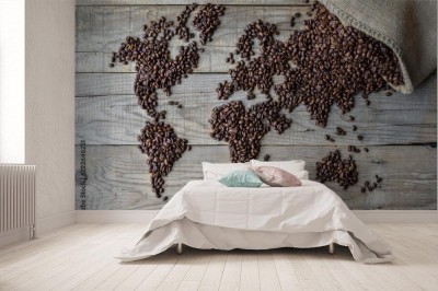 Fototapeta World of Coffee - koncepcyjne tło świeżych palonych ziaren kawy